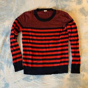 J Crew Navy & Red Striped Wool Sweater